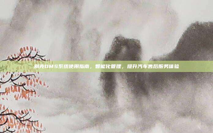 别克DMS系统使用指南，智能化管理，提升汽车售后服务体验