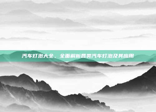 汽车灯泡大全，全面解析各类汽车灯泡及其应用