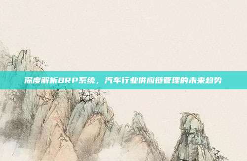 深度解析BRP系统，汽车行业供应链管理的未来趋势